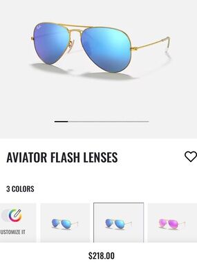 Ray-Ban Aviator Sunglasses - Blue Lenses, Gold Frame